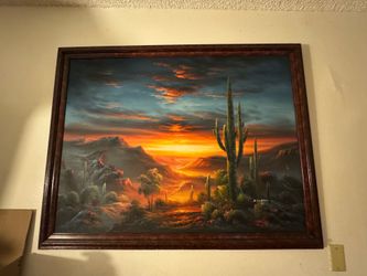 Vintage B. Duggan Oil on canvas Desert Landscape