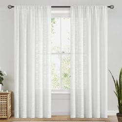 White Semi Sheer Curtain - 108"L x 50"