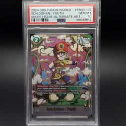 Dragon Ball Fusion World Son Gohan: Youth Secret Rare Alt Art FB03-139 PSA 10