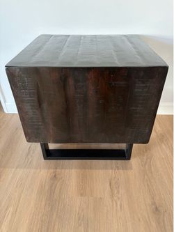Set of Two (2) NEW Acacia Wood End Table - Industrial Modern