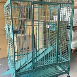 Green XXLarge Strong 40” x 30”x 65”H Parrot Bird Rolling Cage 