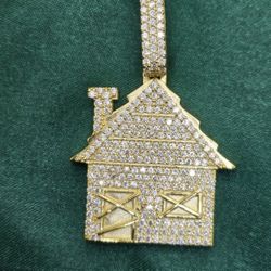 VVS D Moissanite House Pendant 925 Silver