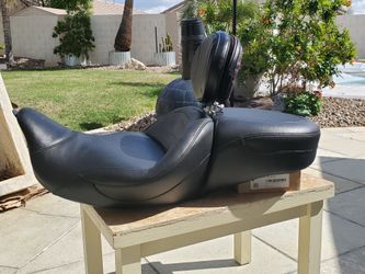 Mustang 79556 Super-Touring One-Piece 2-Up Motorcycle Seat With Driver Backrest For Harley Davidson '08-'24 Tour