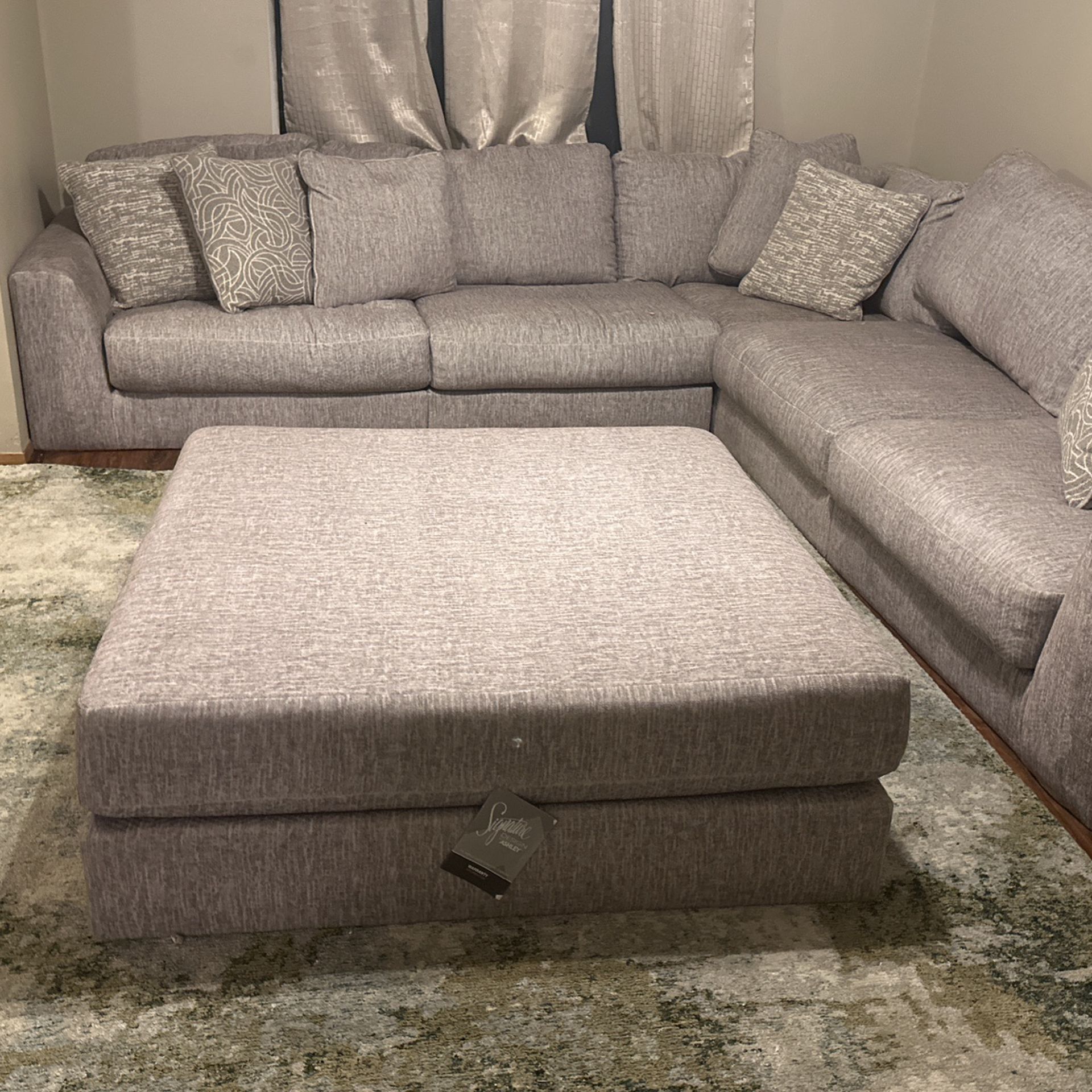 Sectional Couch With Matching Ottoman And Pillows