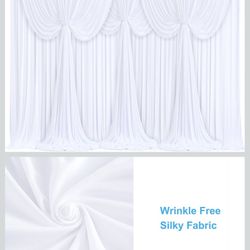 4 Panels White Backdrop Curtains for Wedding Party Wrinkle Free Backdrops Curtain Drapes Fabric Decorations Photo Back Drop Cloth for Baby Shower Phot