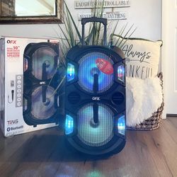 QFX doble 2x 10” Bluetooth rechargeable Party Speaker With Microphone And LED Lights 🔊🎤🎶  