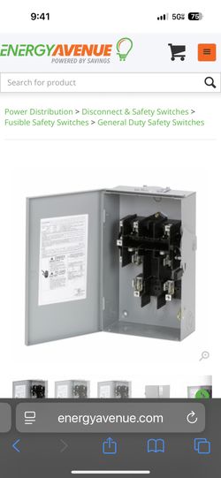 Eaton Electrical DG222NRB 120/240 VAC 60 Amp 7.5 to 15 Hp 2-Pole 3-Wire Fusible Single Throw Safety Switch