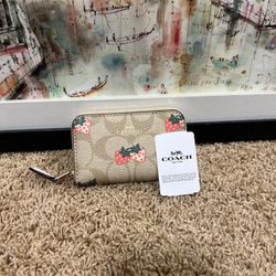 New Coach Strawberry Wallet (Coin Case)