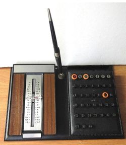 mid-century style desk phone index and perpetual calendar set