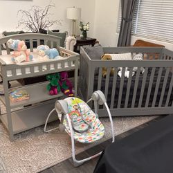 Crib,mattress,Changing Table & Swing Bundle