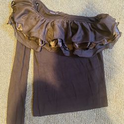 XS Boston Proper One Sleeved Top With Ruffles Across The Top