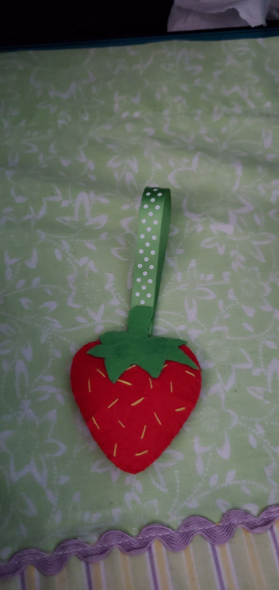 Handmade felt strawberry keychain