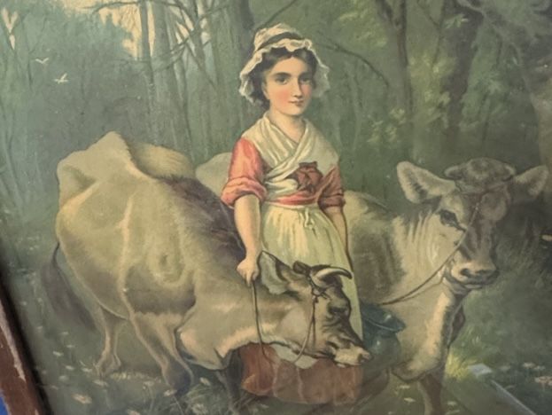 Antique Milkmaid Prints Framed