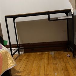 Desk With Wheels And Small Compartment