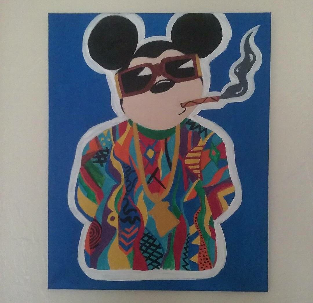 Mickey Mouse as Biggie Smalls canvas painting