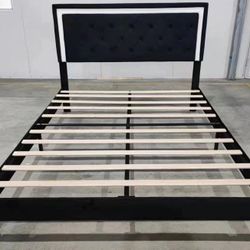 Queen Size Velvet Platform Bed Frame 
