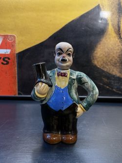 Vintage Japan Ceramic Gentleman Decanter Top Hat Man 8” With Stopper