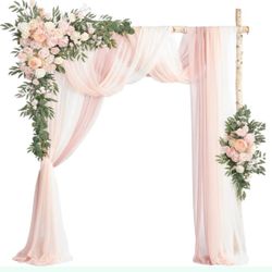Ling’s Moment Deluxe Arch Drapes and Florals Kit (Set Of 5) Blush and Cream