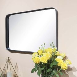 Arthers 24 in. W x 36 in. H Large Rectangular Metal Framed Tilting Wall Mounted Bathroom Vanity Mirror in Matt Black