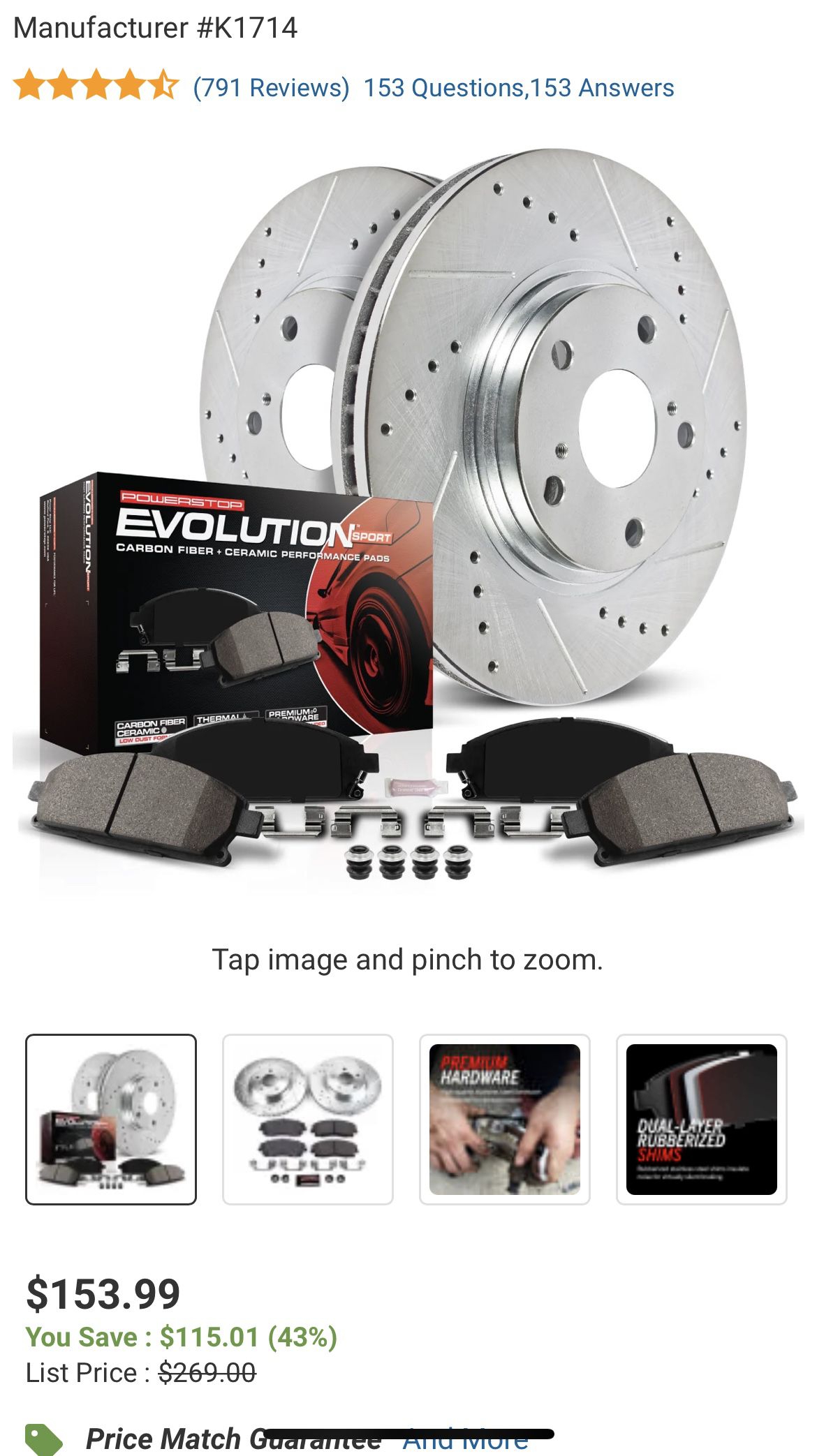 2015-2021 Dodge Charger SXT Slotted and Drilled Rotors And Evolution Brake Pads, Brand New Still In The Original Box And Packaging
