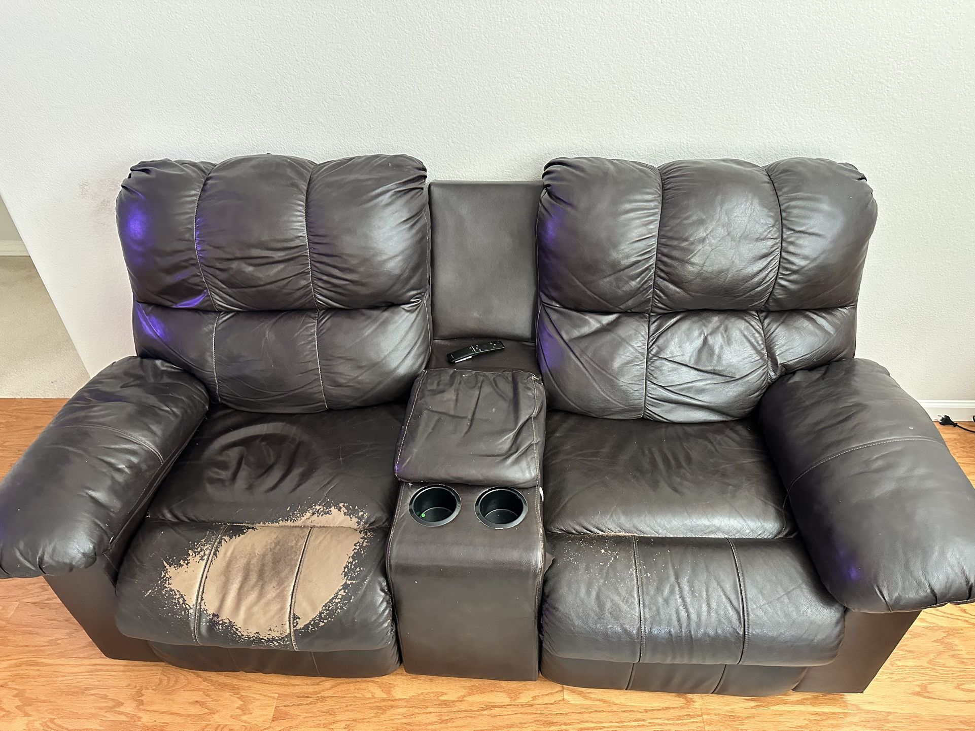 Brown Leather Sofa & Loveseat Set – Power Recliners – $100 OBO