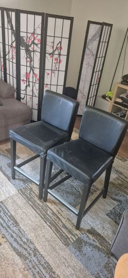 Title: Set of 2 IKEA Black Leather-Style Counter Stools