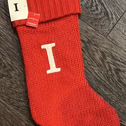Wondershop Monogram Christmas Stocking Letter I Initial Red Knit Target NWT