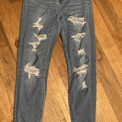 American Eagle size 6 regular distressed blue jeans denim the dream jean