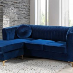 Eliana Navy Velvet 2pc. Reversible Sectional

