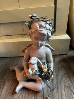 Cherub Angel Figurine Holding Bunny