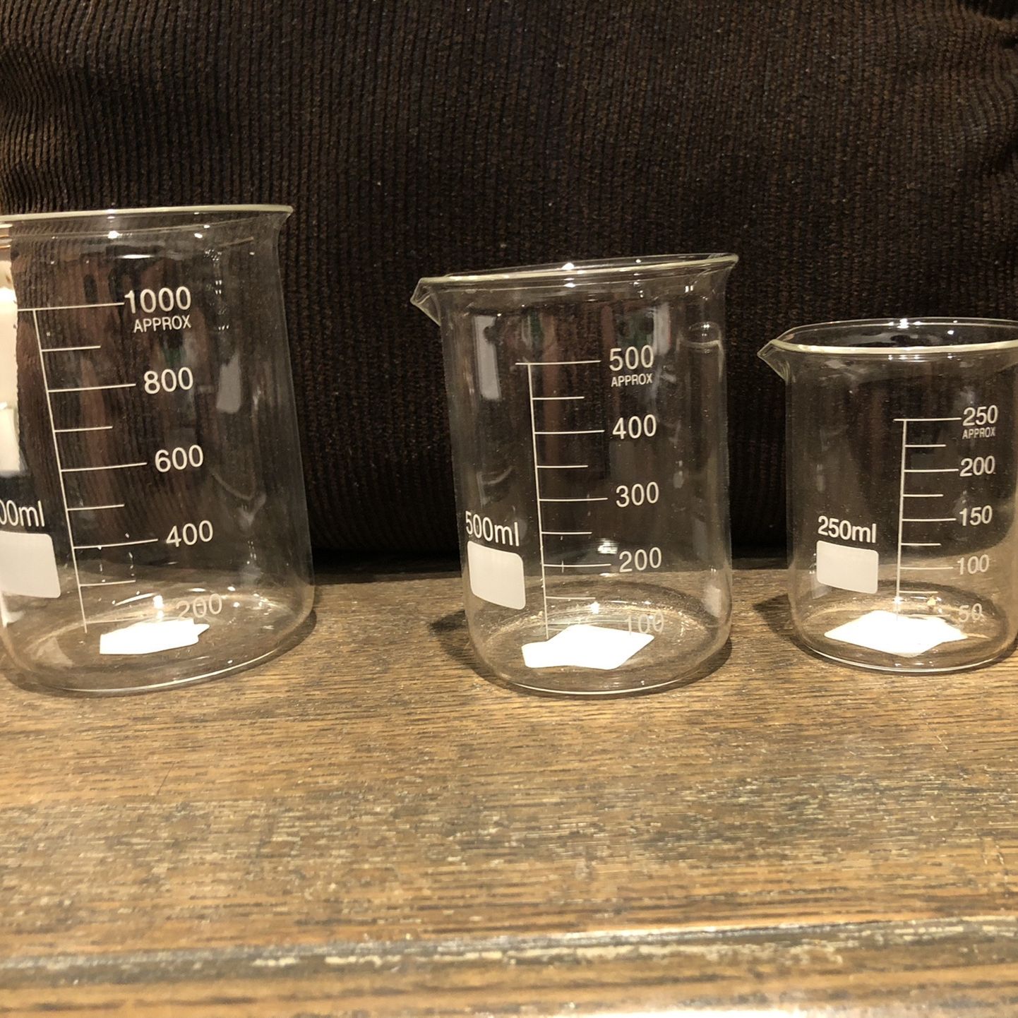 Brand New Chemistry Bar Beakers : 1000mL, 500mL, 250mL