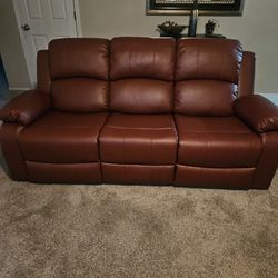 New Red Leather Reclining Sofa, Loveseat, and Chair Living Room Set
