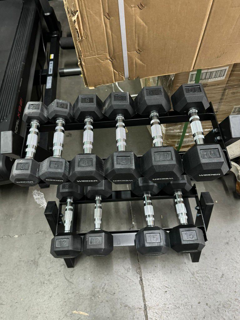 New Weider Weight set - Dumbbell set 5 8 10 12 15lbs dumbbells and rack - 149$ 