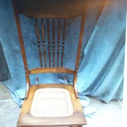 Antique Rocking Chair with Cained Seat
