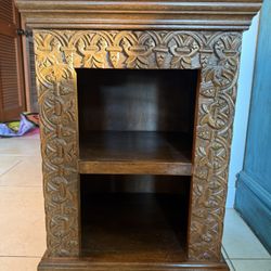 Solid Wood End Table With Shelves 