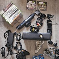 Xbox 360 Slim With 250 Gb Hardrive And 14 Games And Connect
