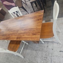71 / 32 inch farm table with 4 chairs.