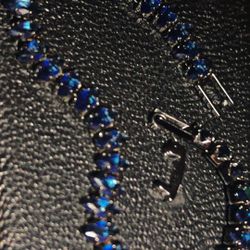 Dark Blue Cubic Zirconia Spike Cut Bracelet 6.89 Inch