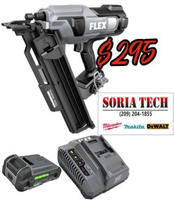 FLEX 3-1/2-in 21 -Degree Cordless Flat head Framing Nailer With 2.5 Battery And Fast Charger