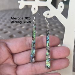Abalone Genuine Shell .925 Sterling Silver Earrings