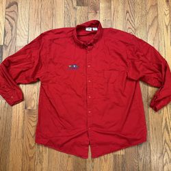 Vintage Toys R Us Shirt 4XL Red Embroidered Spell Out Button Up Long Sleeve
