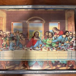 Vintage “The Last Supper” Print in Unique Vintage Textured Frame by Intercraft