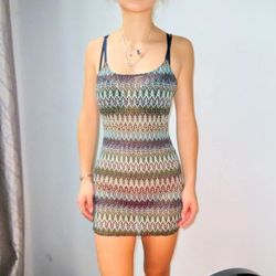 Free People Women's Green and Blue Dress
