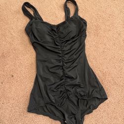 Medium 8 black vintage retro pin up swimsuit bathing suit One piece rockabilly