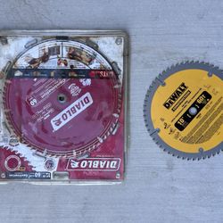 Lot of 2 Circular Saw Blades 10” Dewalt 60T Fine Finish and a 12” Diablo 60T