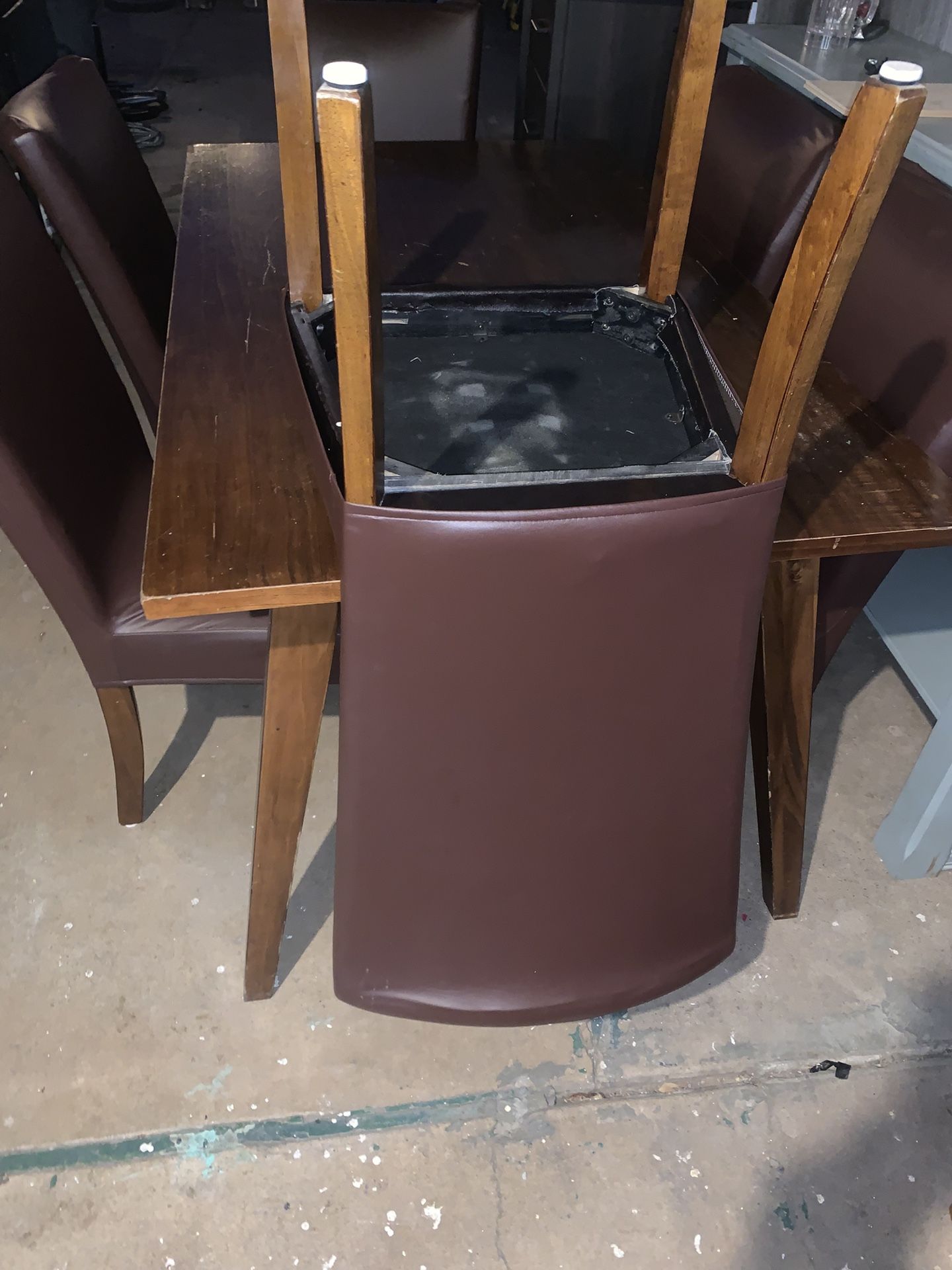 Really Nice Wooden And Leather Brown Red Burgundy Dining set