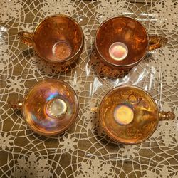 ANTIQUE GLASS PUNCH BOWL CUPS