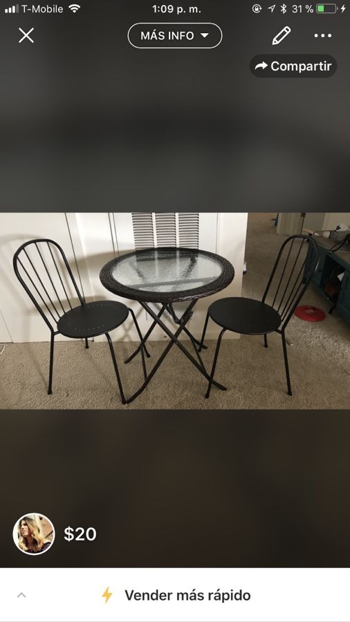 Patio table with 2 chairs