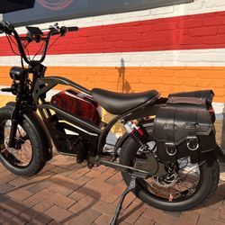1500 Watt Electric Indy’N style Chopper Ebike, 33mph, Saddlebags, Metal Basket