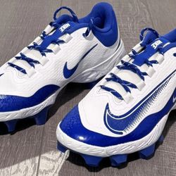 Brand New Nike Alpha Huarache Elite 4 Low MCS White Blue Baseball Cleats Men Sizes 8, 8.5, 10, 10.5, 11, 12